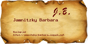 Jamnitzky Barbara névjegykártya